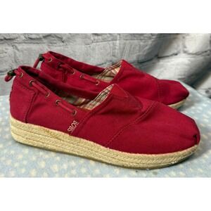 BOBS from Skechers Red Espadrille Wedge Slip‎ On Shoes Comfort size 8